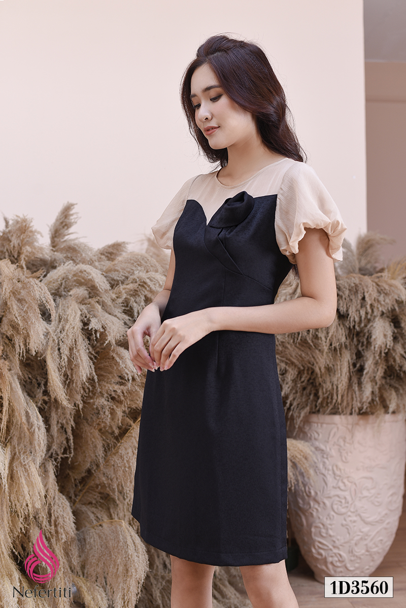 1D3560 - ĐẦM GẤM CÚP NGỰC CÁCH ĐIỆU