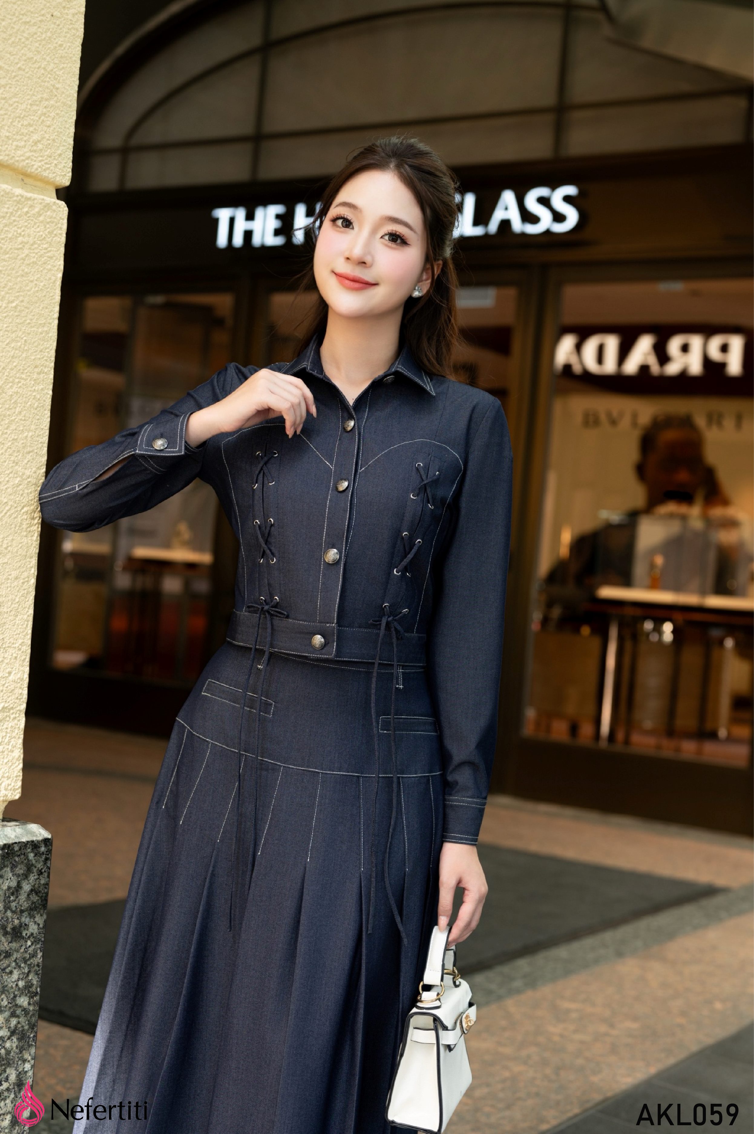 3AKL059 - Áo khoác lửng Jean lụa phong cách