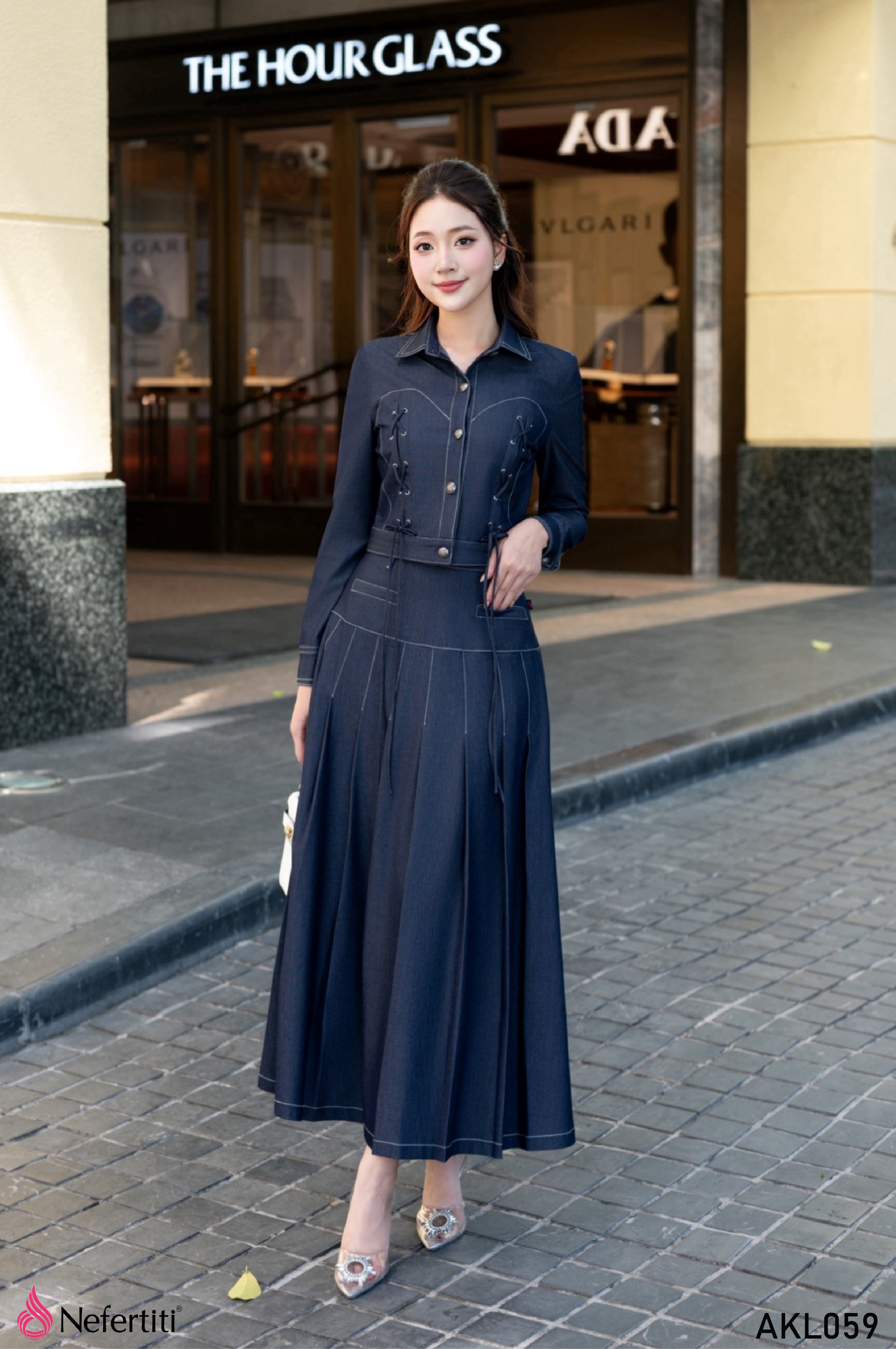 3AKL059 - Áo khoác lửng Jean lụa phong cách