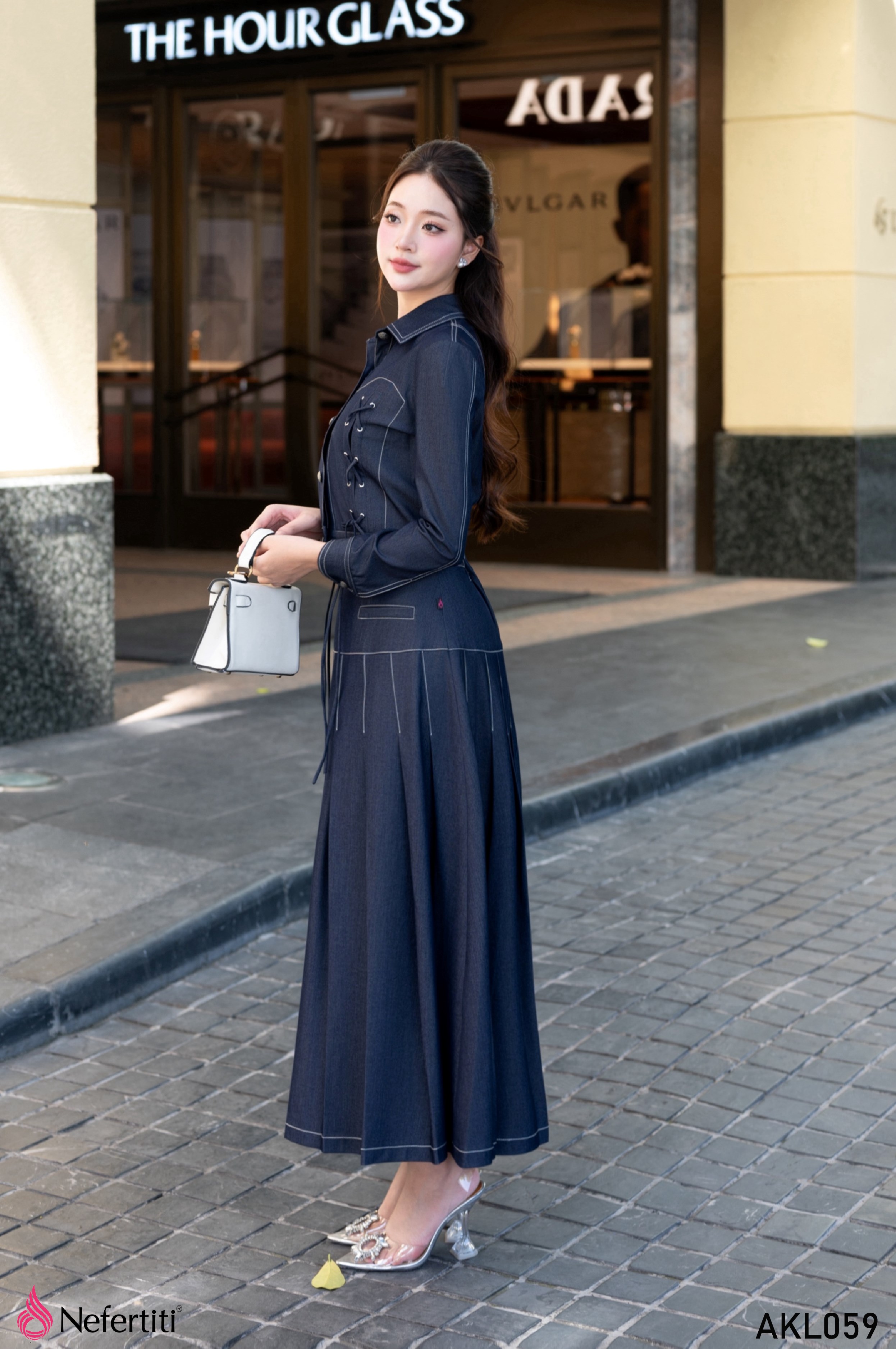 3AKL059 - Áo khoác lửng Jean lụa phong cách