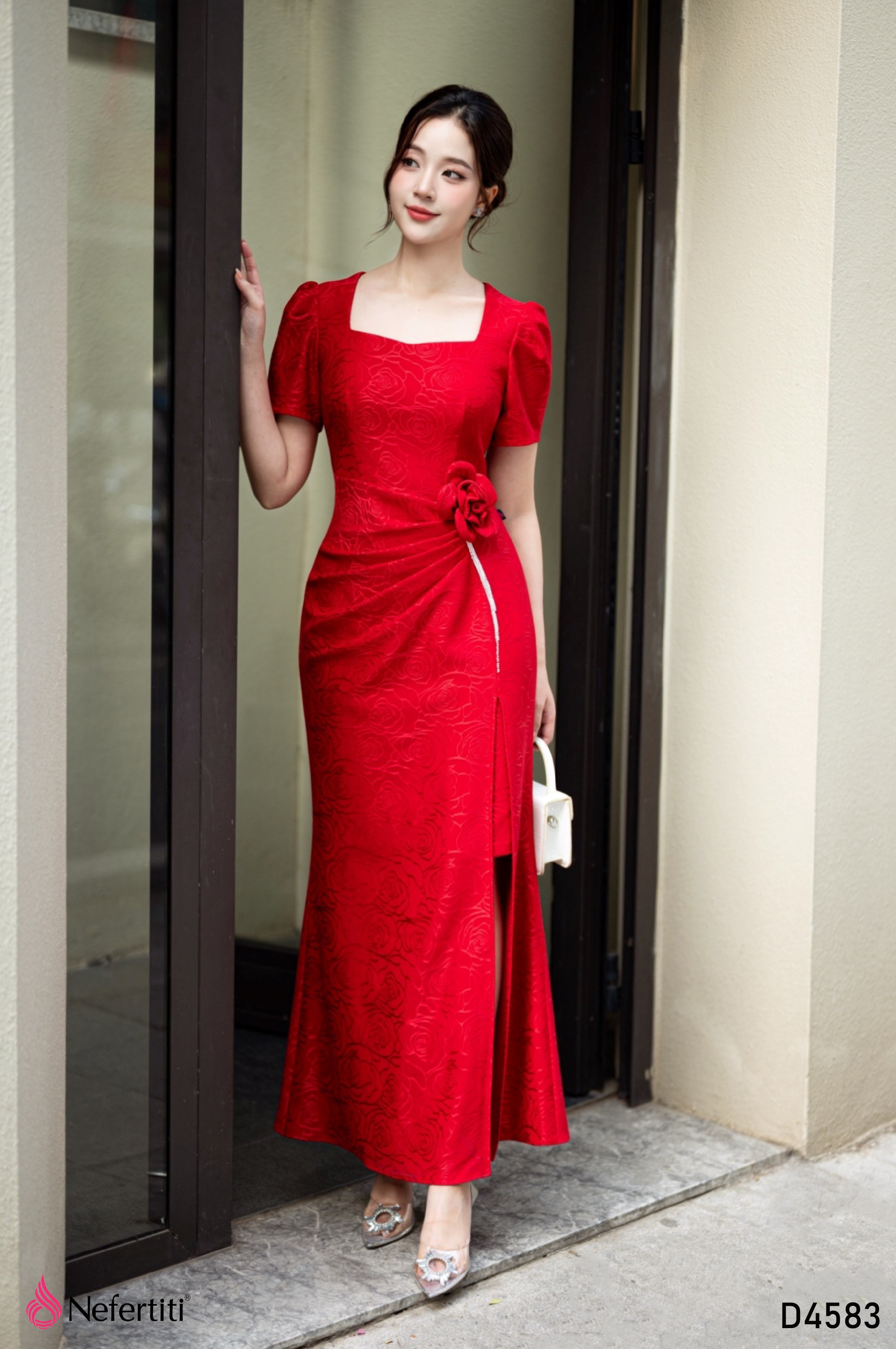 3D4583 - Đầm Đỏ Đuôi Cá Quyến Rũ