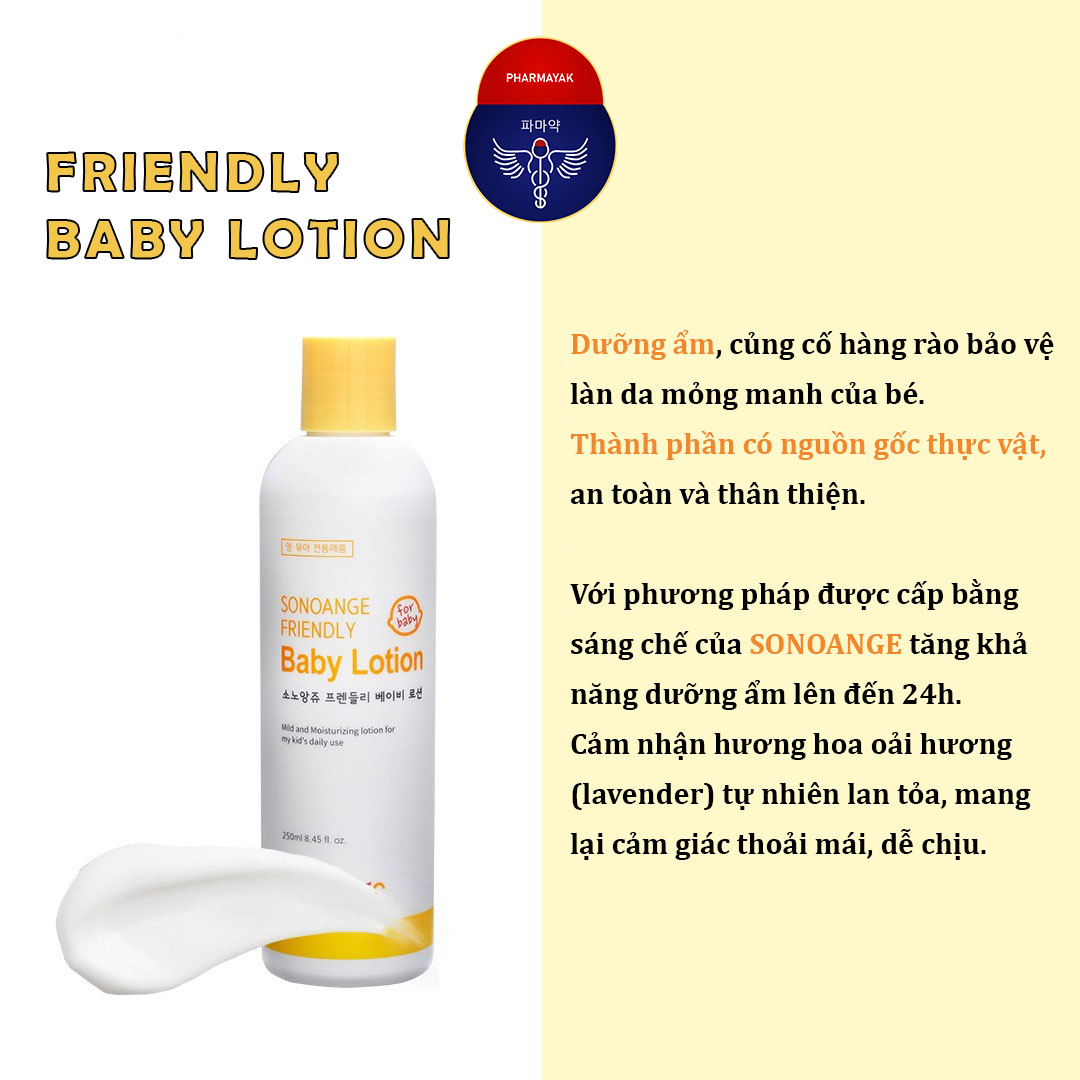 Sữa Dưỡng Ẩm Cho Bé Friendly Baby Lotion 250ml chiết xuất từ thực vật 100% thuần chay