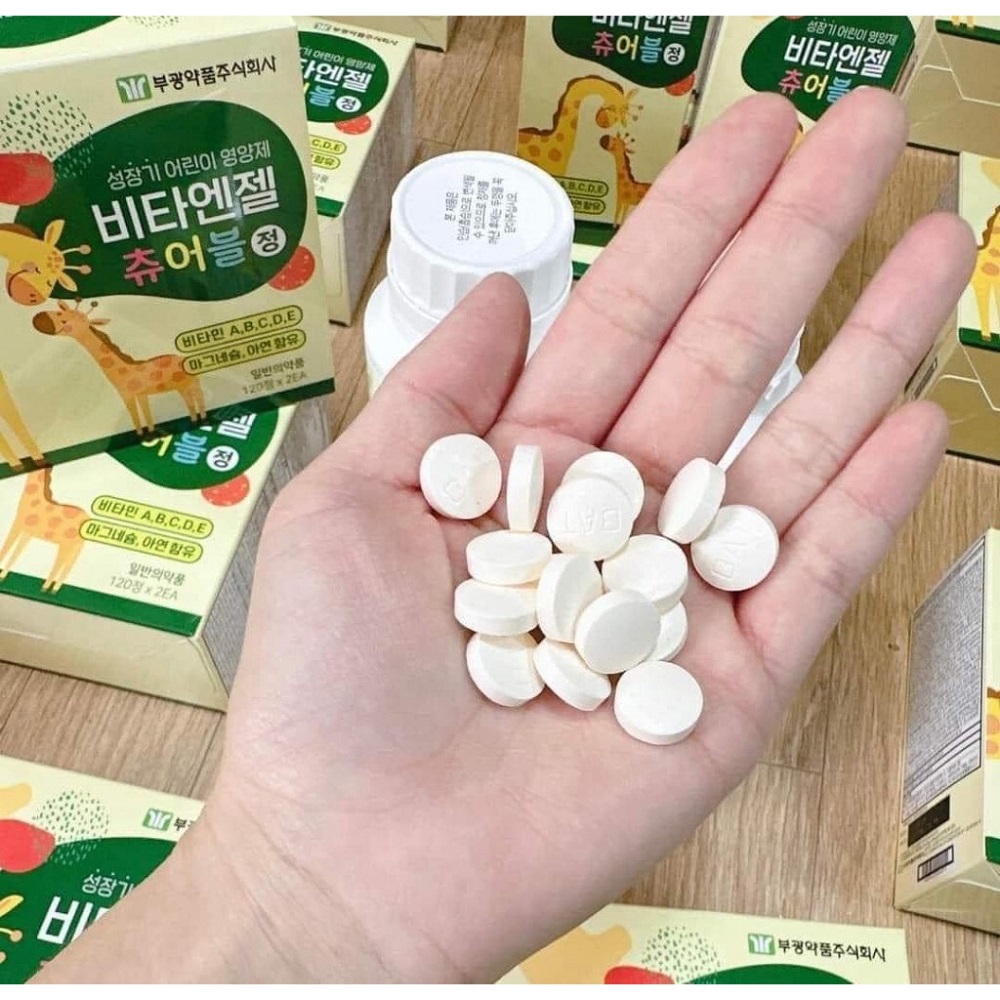 Viên kẹo Ngậm Canxi hỗ trợ tăng chiều cao cho bé Hộp 2 lọ × 120 viên Hàn Quốc