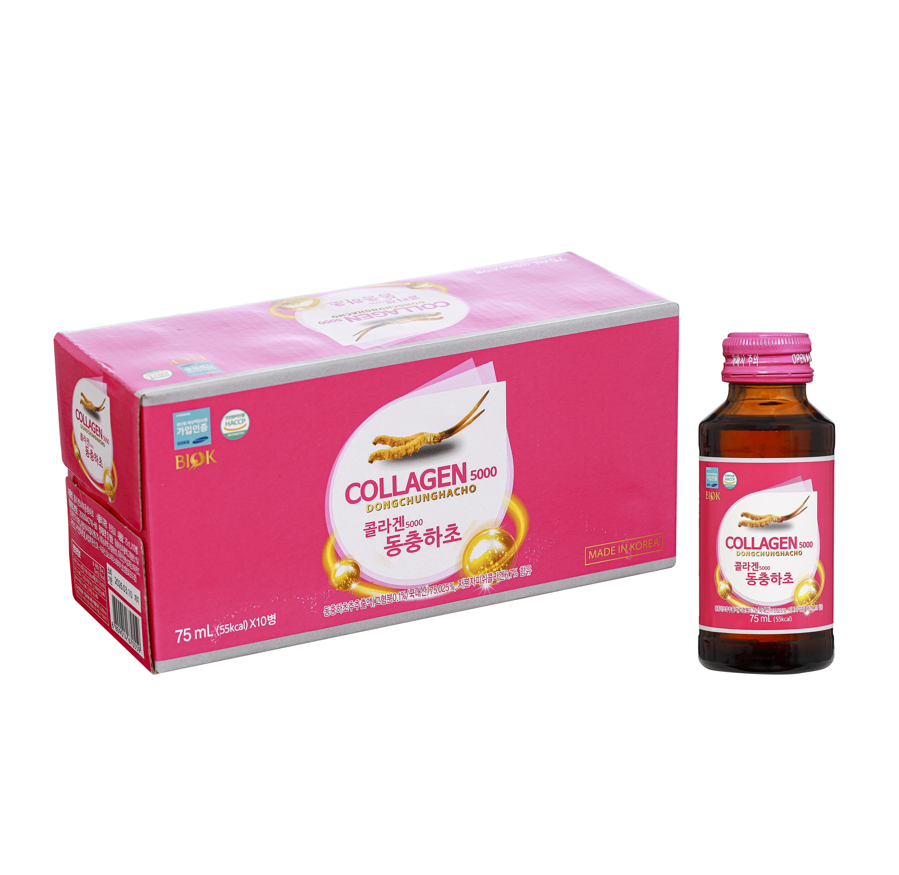 NƯỚC COLLAGEN 5000 ĐÔNG TRÙNG HẠ THẢO BIOK HỘP 10 CHAI 70ml Hàn Quốc