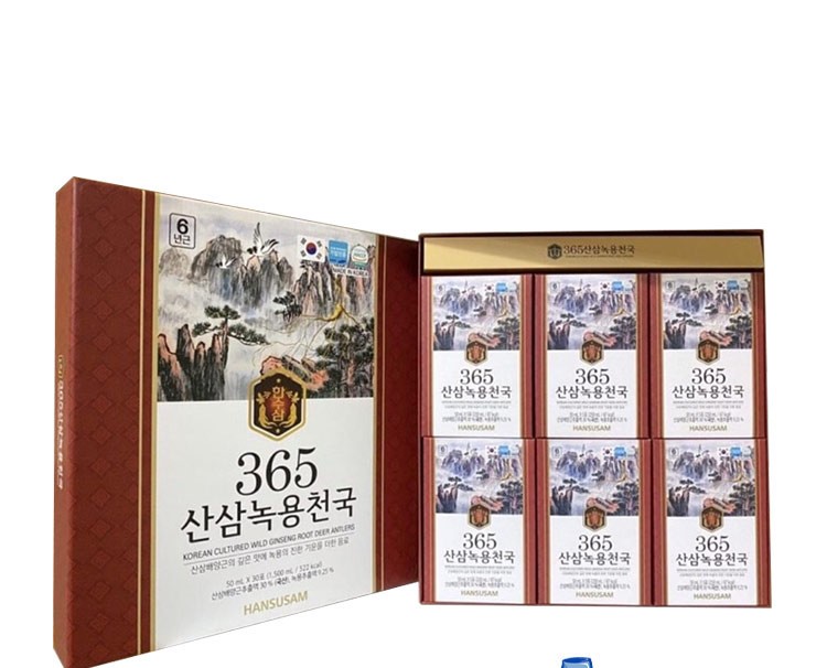 Nước Hồng Sâm Núi Nhung Hươu Hansusam 365 Hàn Quốc Hộp 30 Gói x 50ml