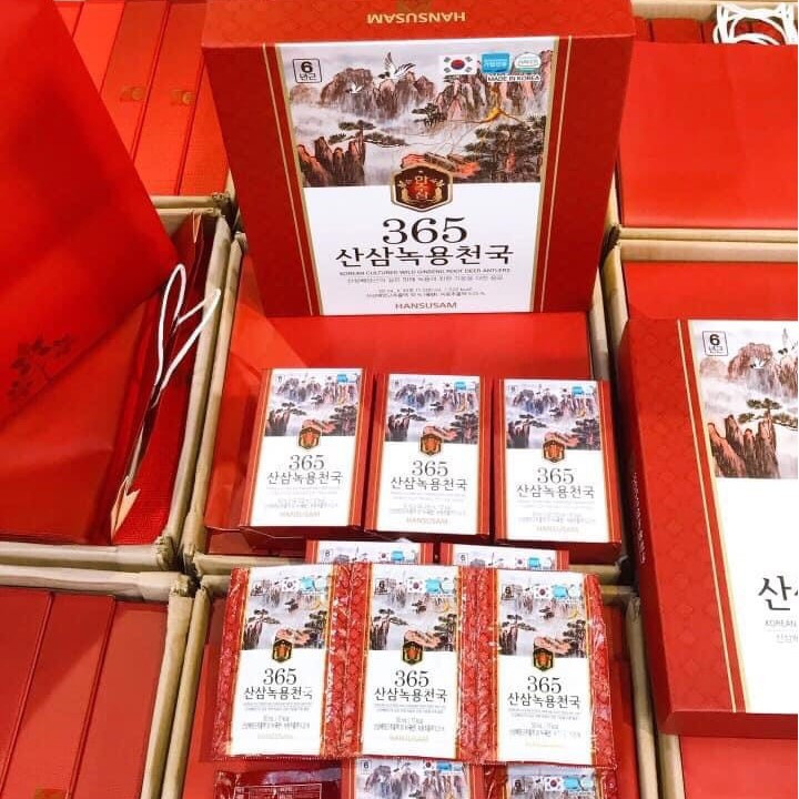 Nước Hồng Sâm Núi Nhung Hươu Hansusam 365 Hàn Quốc Hộp 30 Gói x 50ml
