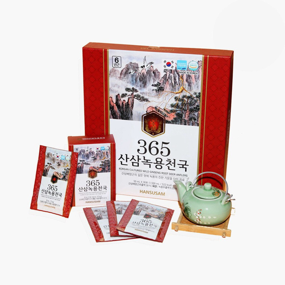 Nước Hồng Sâm Núi Nhung Hươu Hansusam 365 Hàn Quốc Hộp 30 Gói x 50ml