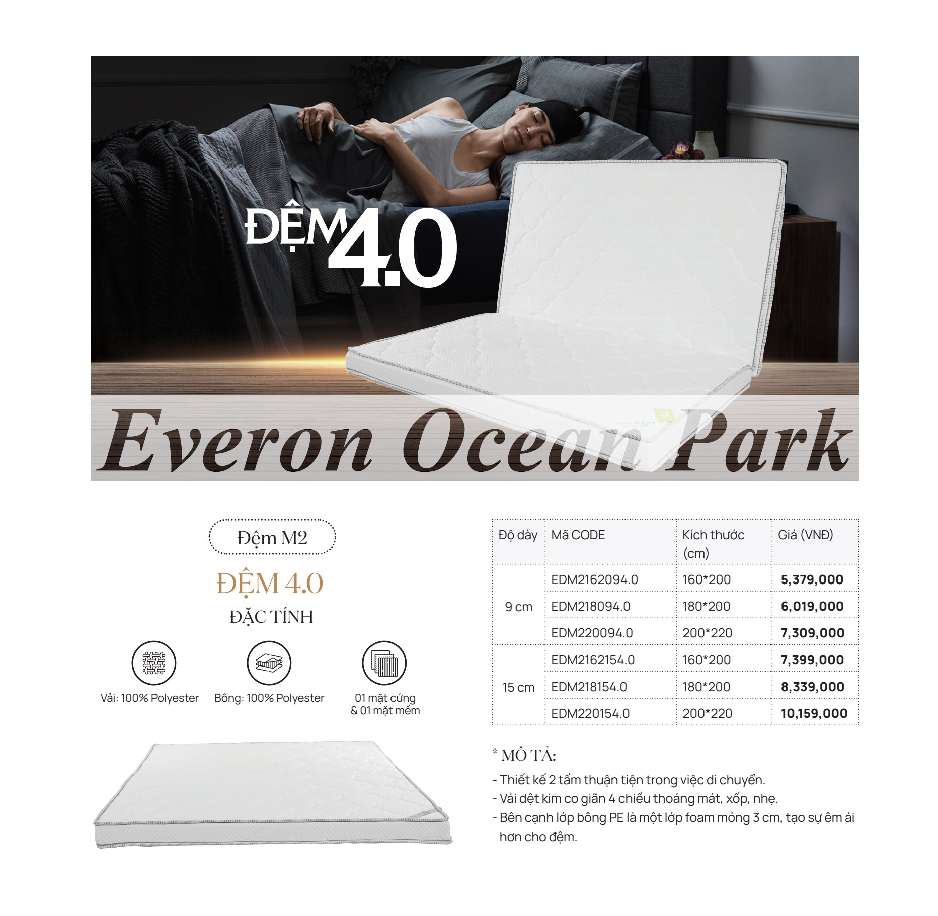 Đệm Bông Ép Everon 4.0