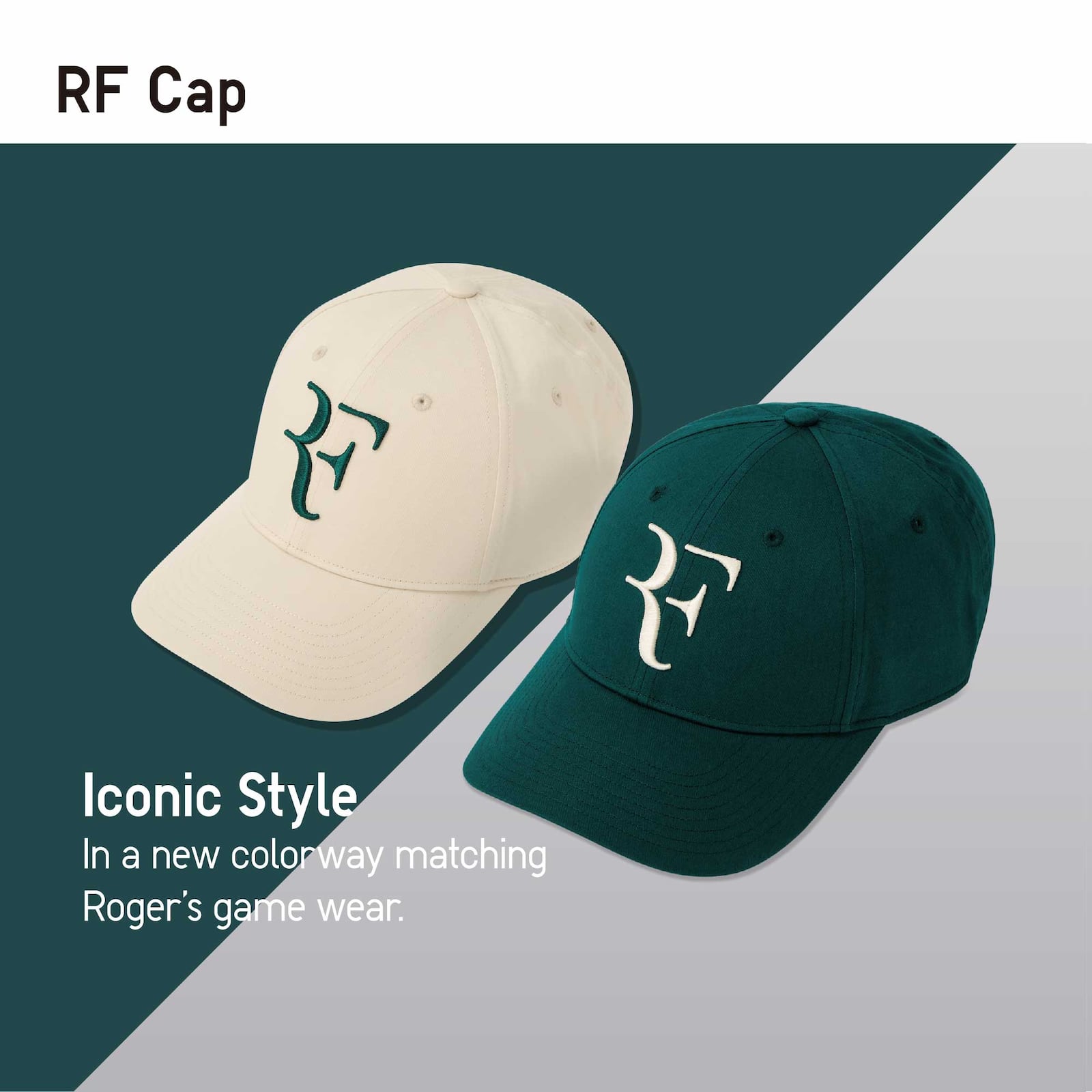 Roger Federer RF Cap Uniqlo Grey  tennisvibe