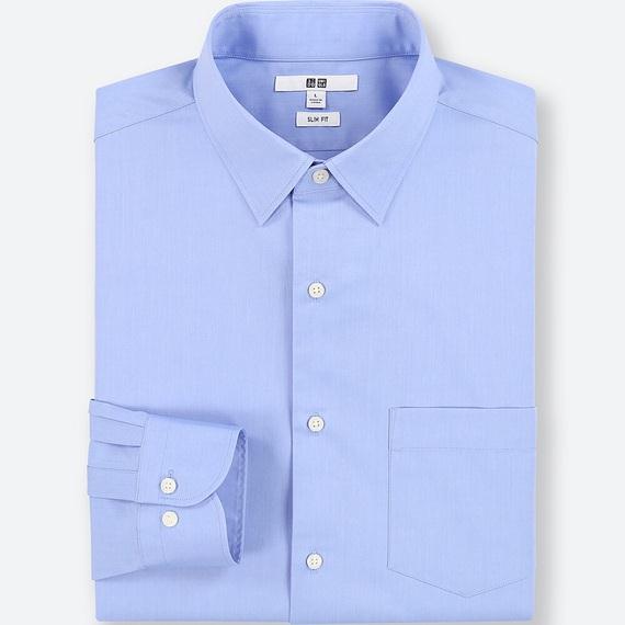 Áo sơ mi nam Uniqlo nam chống nhăn Nhật Bản màu xanh biển- 404388