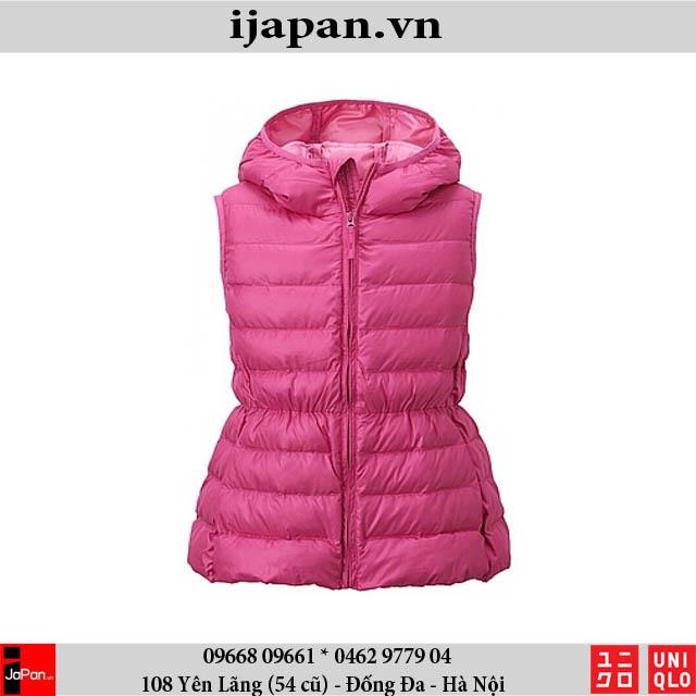 Áo khoác gile có mũ trẻ em chống nước Uniqlo bé gái