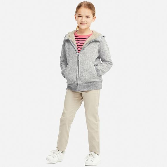 Áo nỉ lót lông cừu Uniqlo Kids Nhật Bản màu xám- 409246