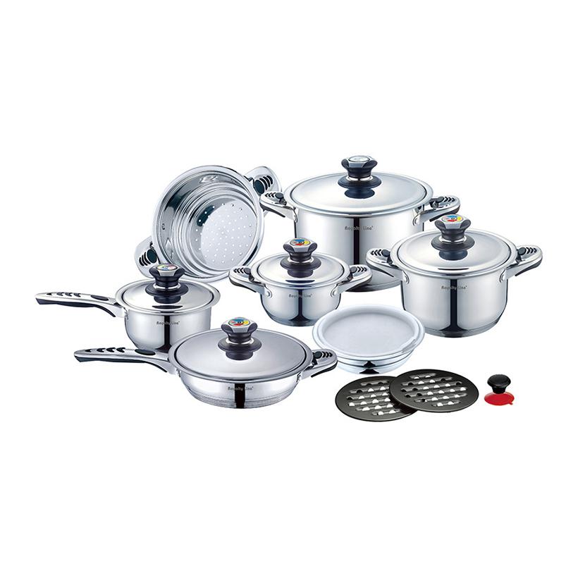 Bộ nồi nấu ăn 16 chi tiết bằng thép không gỉ Royalty Line RL-16B