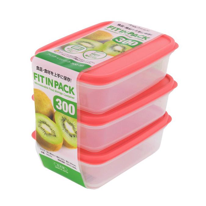 Set 3 hộp nhựa đựng thực phẩm Fit in Pack nắp dẻo 300ml