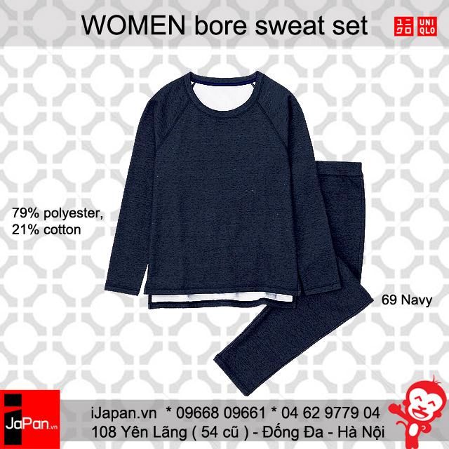 Bộ nỉ nữ lót lông cừu mặc nhà Uniqlo