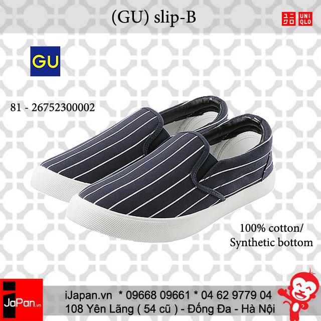 Giày lười slip-on GU Nhật kẻ sọc cho nữ