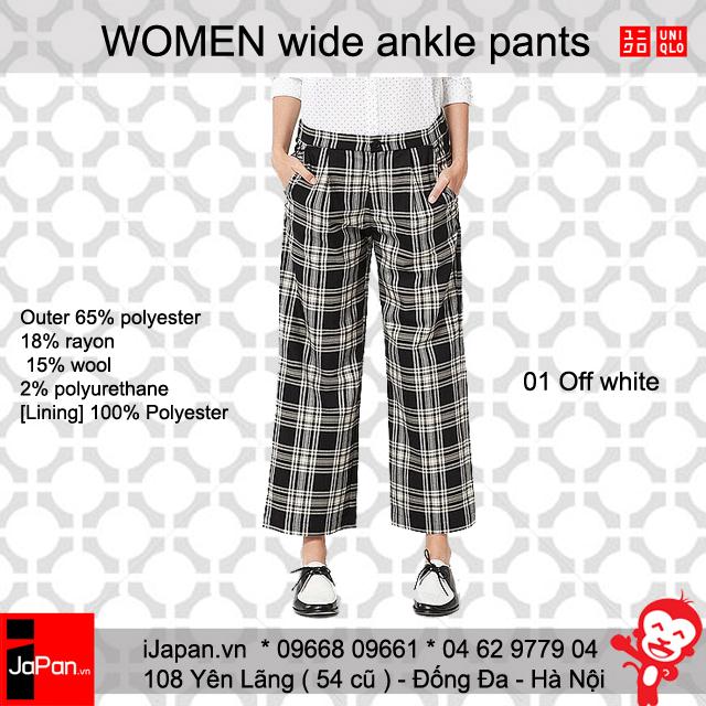 Quần kẻ nữ Uniqlo dáng rộng
