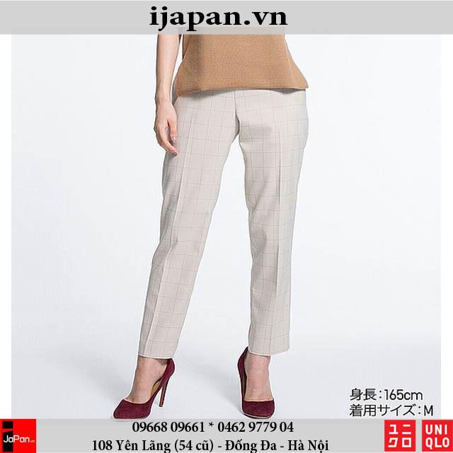 Quần âu cạp chun kẻ caro thời trang Uniqlo