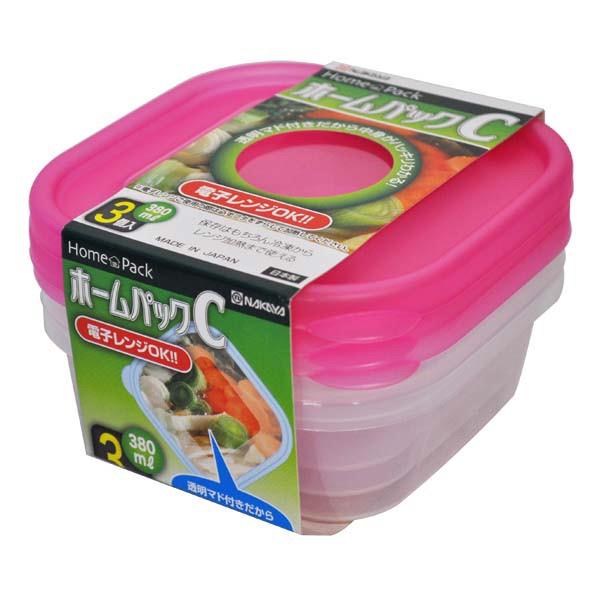 Set 3 hộp nhựa đựng thực phẩm Nakaya 380ml màu hồng, màu xanh, màu trắng
