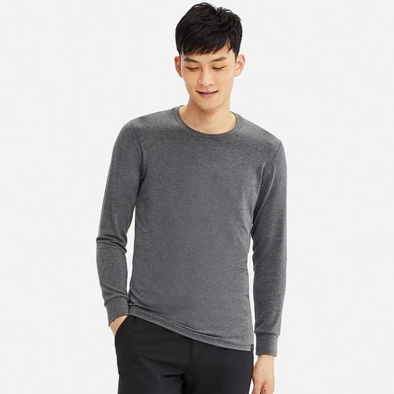 Áo giữ nhiệt Uniqlo nam cổ tròn Extra Warm 2019 màu xám sẫm - 408117