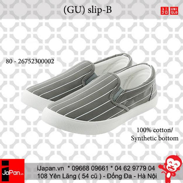 Giày lười slip-on GU Nhật kẻ sọc cho nữ