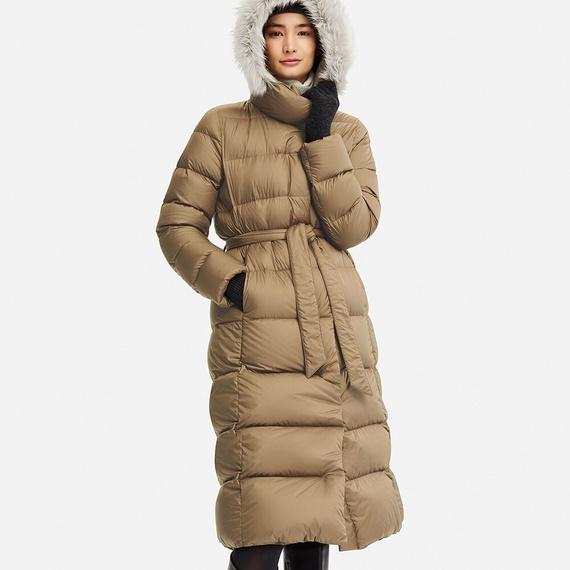 Áo lông vũ Uniqlo nữ dáng dài 2019 nâu-409122