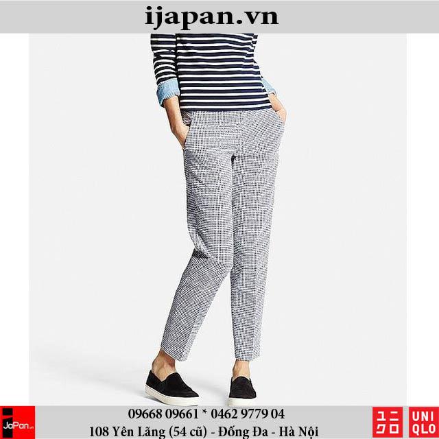 Quần âu cạp chun kẻ caro thời trang Uniqlo