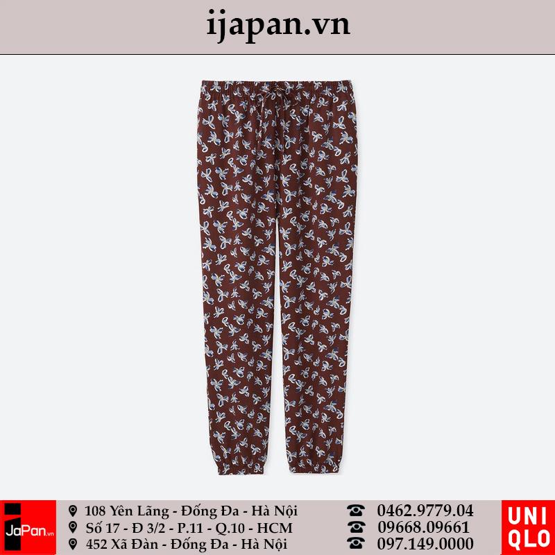 Quần lanh Uniqlo nữ họa tiết hoa Nhật Bản - 402598