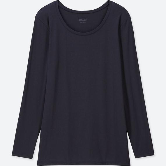 Áo giữ nhiệt Uniqlo nữ cổ tròn Nhật Bản màu navy - 450730