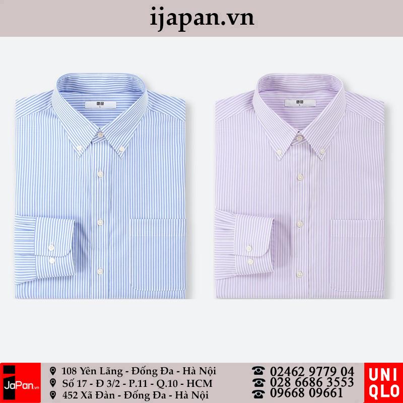 Áo sơ mi nam Uniqlo kẻ sọc Nhật Bản màu tím - 404386