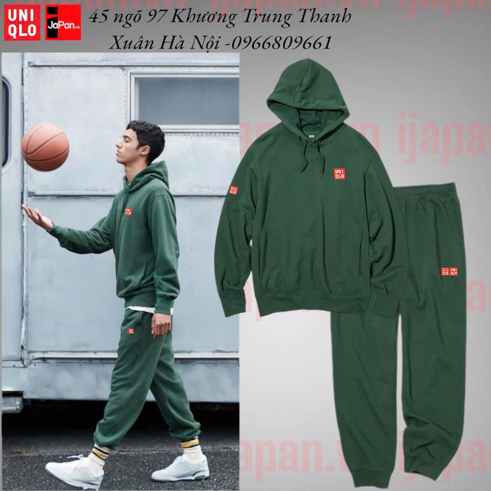 Bộ quần áo nỉ thể thao tennis, pickleball chính hãng Uniqlo có mũ chui đầu - 455395-451648