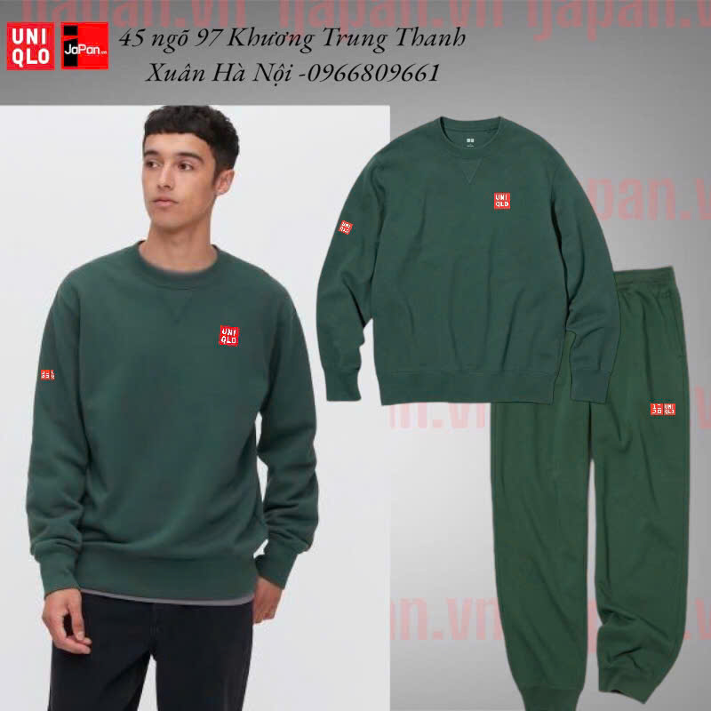 Bộ quần áo nỉ thể thao tennis, pickleball chính hãng Uniqlo da cá cổ tròn -450185