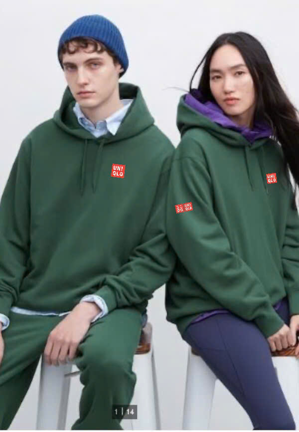 Bộ quần áo nỉ thể thao tennis, pickleball chính hãng Uniqlo chui đầu có mũ 465200-469930