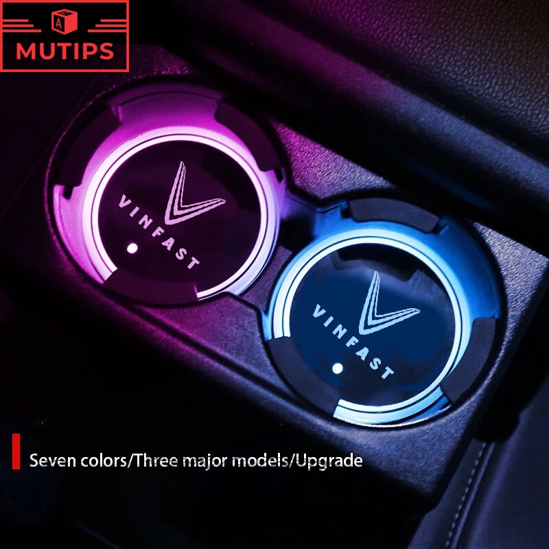 Bộ 2 cái lót ly đèn led ô tô chuyển đổi 7 màu
