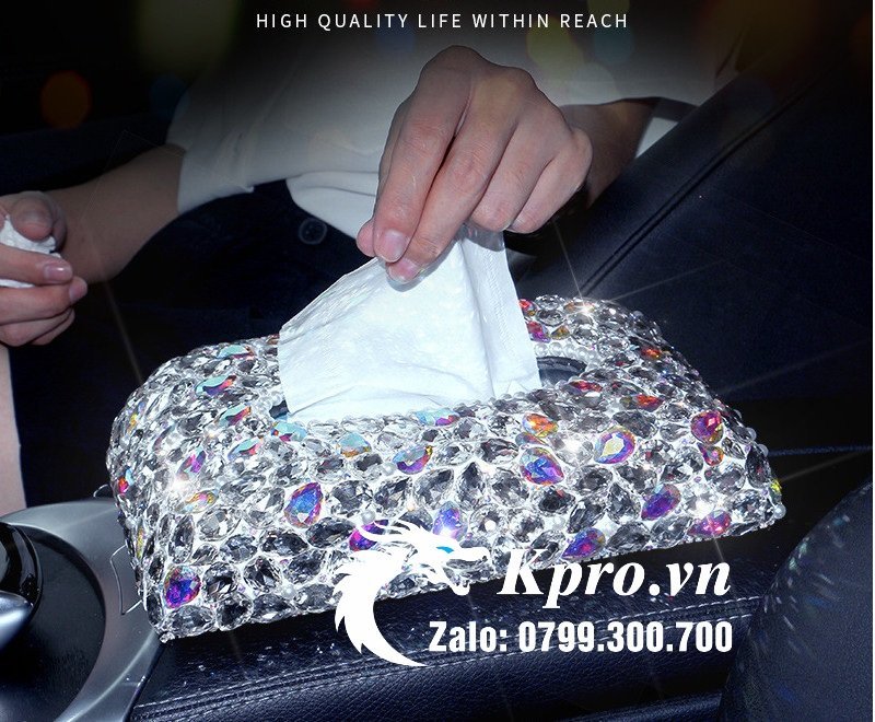 Hộp Khăn Giấy Đính Đá 7 Màu