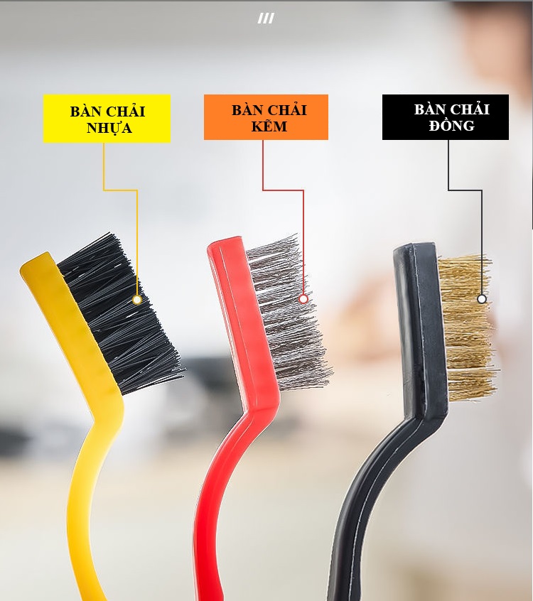 Bộ 3 bàn chải vệ sinh nồi, lốc máy