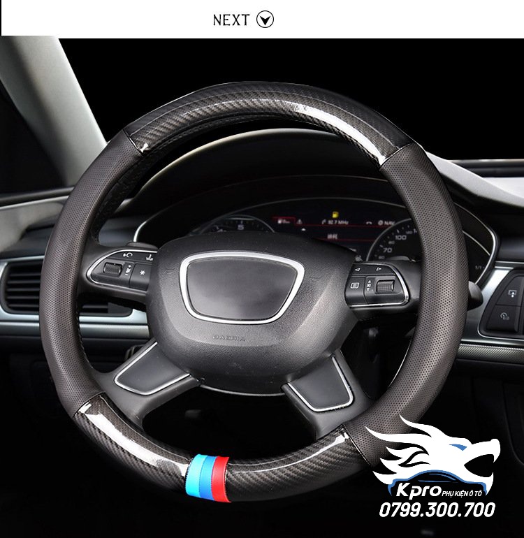 Bọc Vô Lăng Carbon 3 sọc (Có Lỗ Thông Hơi)