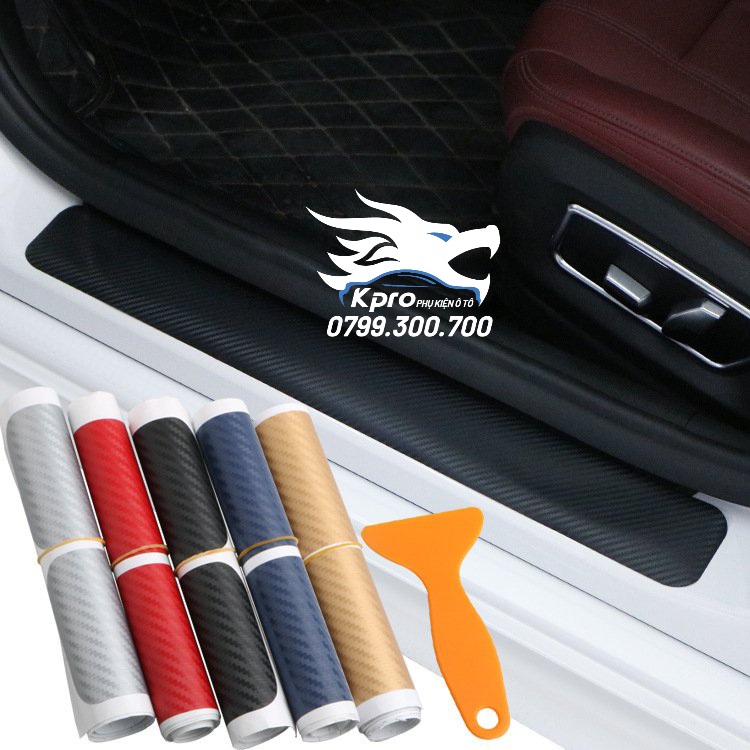 Decal vân carbon chống trầy bậc cửa (4 cửa)