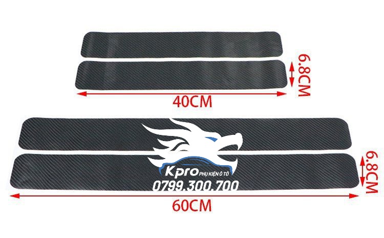 Decal vân carbon chống trầy bậc cửa (4 cửa)