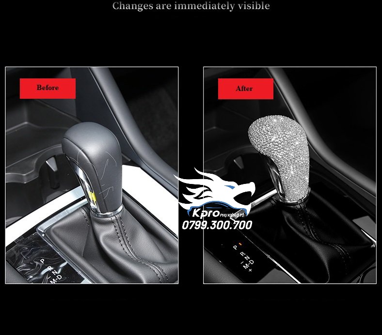 Ốp cần số đính đá Mazda