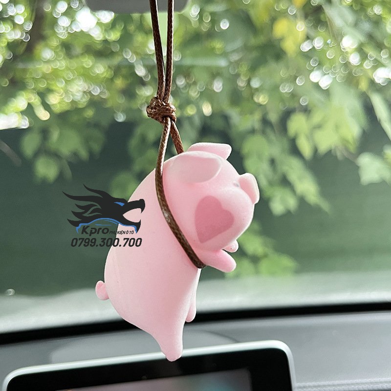 Dây treo gương ô tô heo hồng đáng yêu