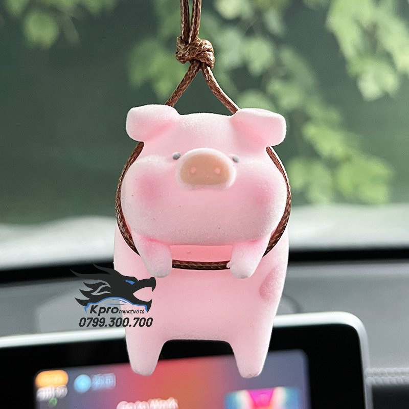 Dây treo gương ô tô heo hồng đáng yêu
