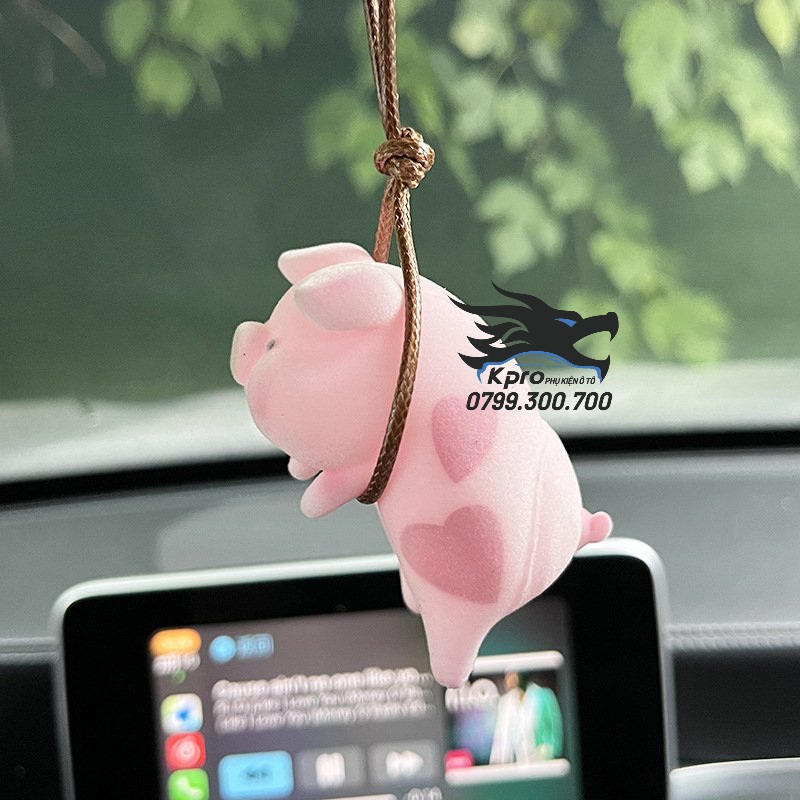 Dây treo gương ô tô heo hồng đáng yêu