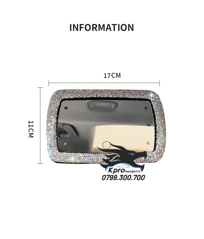 Gương trang điểm ô tô đính đá (hàng loại 1 có đèn led cảm ứng)