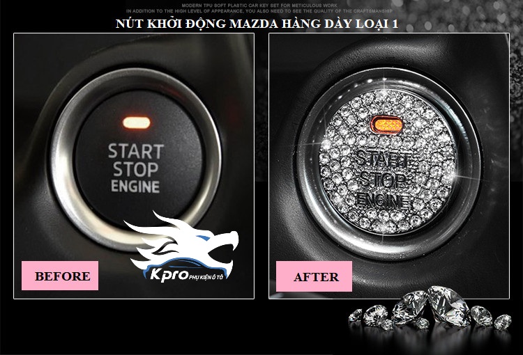 Bộ vòng + nút đính đá nút khởi động Mazda (hàng xịn)