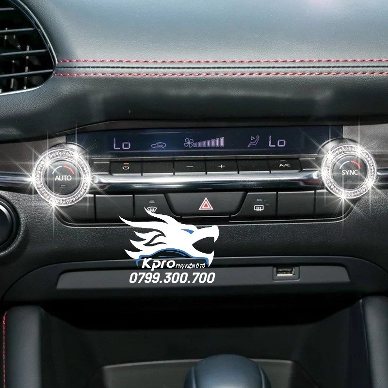 Bộ 2 nút điều hòa nhỏ đính đá Mazda 3, 6, CX5, CX8