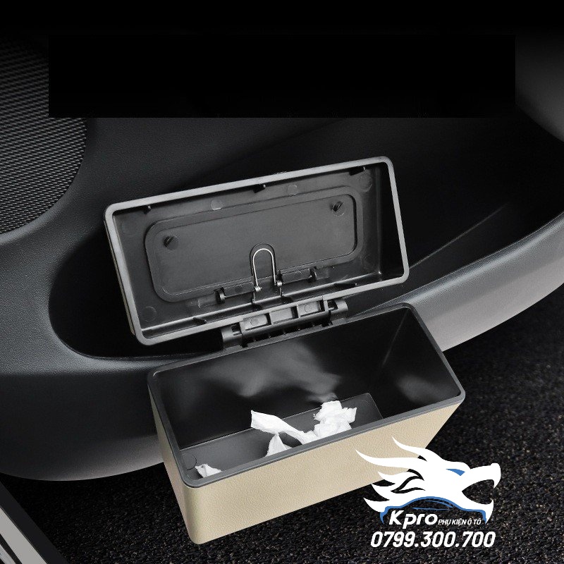 Thùng rác da thông minh 2 trong 1 nắp nhấn kết hợp nắp mở dành cho ô tô, xe hơi