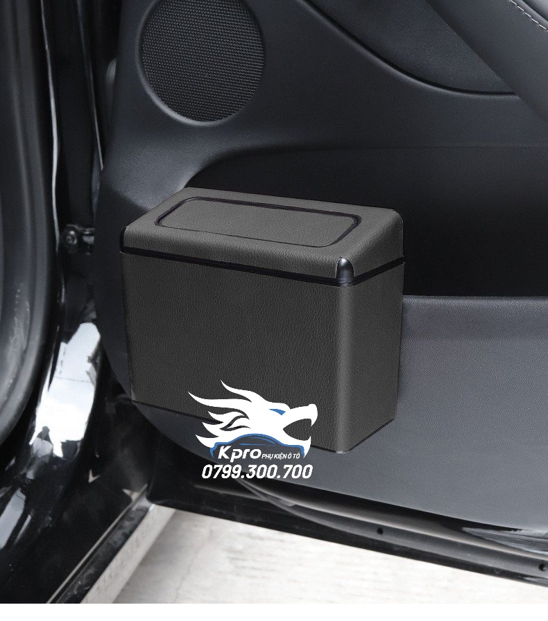 Thùng rác da thông minh 2 trong 1 nắp nhấn kết hợp nắp mở dành cho ô tô, xe hơi