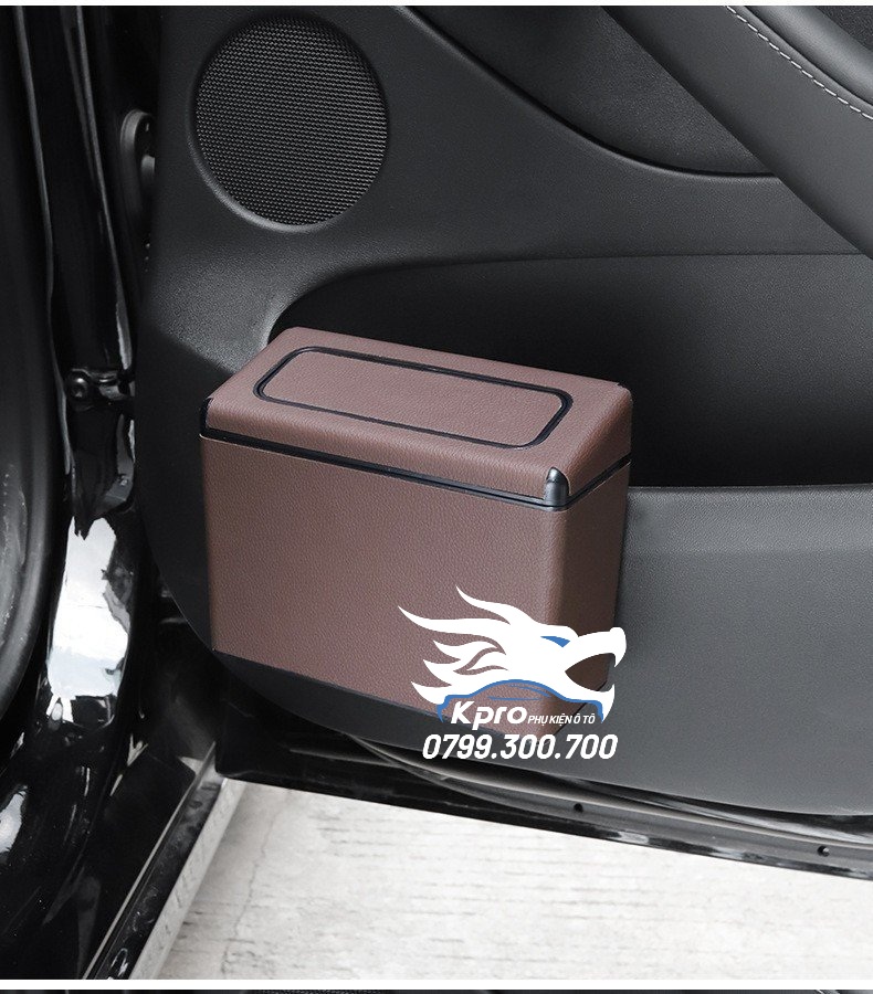 Thùng rác da thông minh 2 trong 1 nắp nhấn kết hợp nắp mở dành cho ô tô, xe hơi