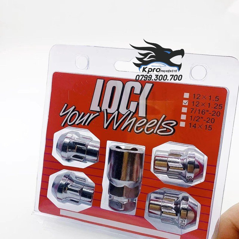 Bộ 4 ốc chống trộm bánh xe ô tô (nhiều hãng xe)